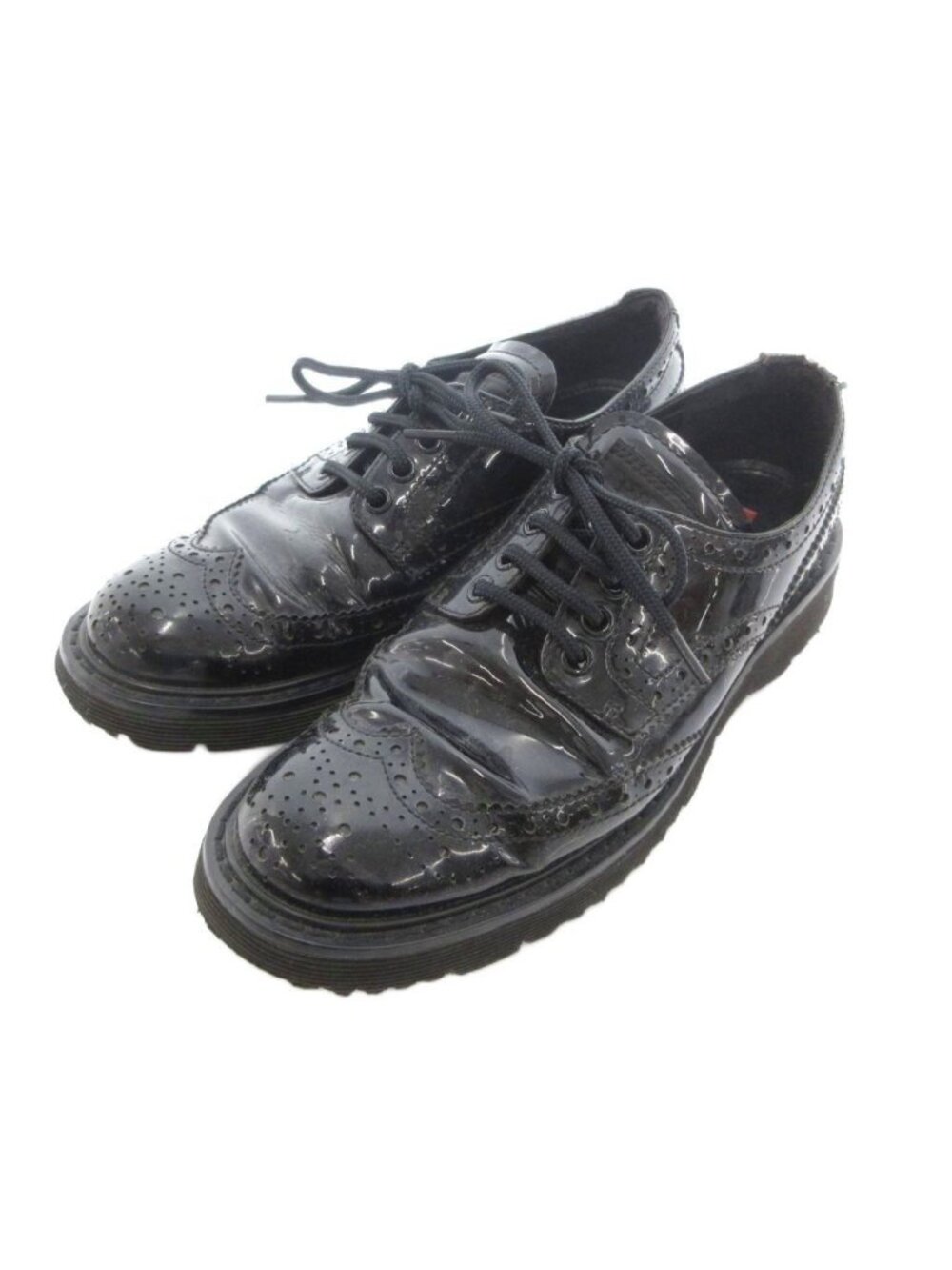 Prada Sport Wingtip Dress Shoes Moccasins Leather Lace-up Black SJ